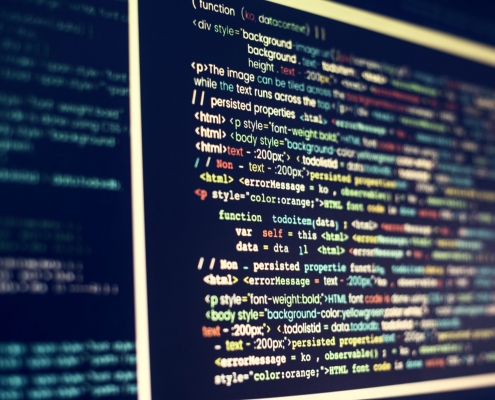 Computer language on a computer screen